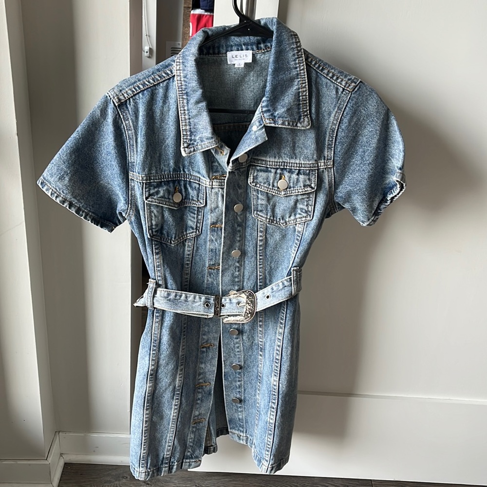Denim button up mini dress